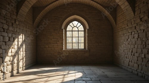 Wallpaper Mural Ancient Stone Room with Window: Serene Light and Shadow. Torontodigital.ca