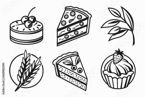 Delicious Desserts and Bakery Icons Collection.