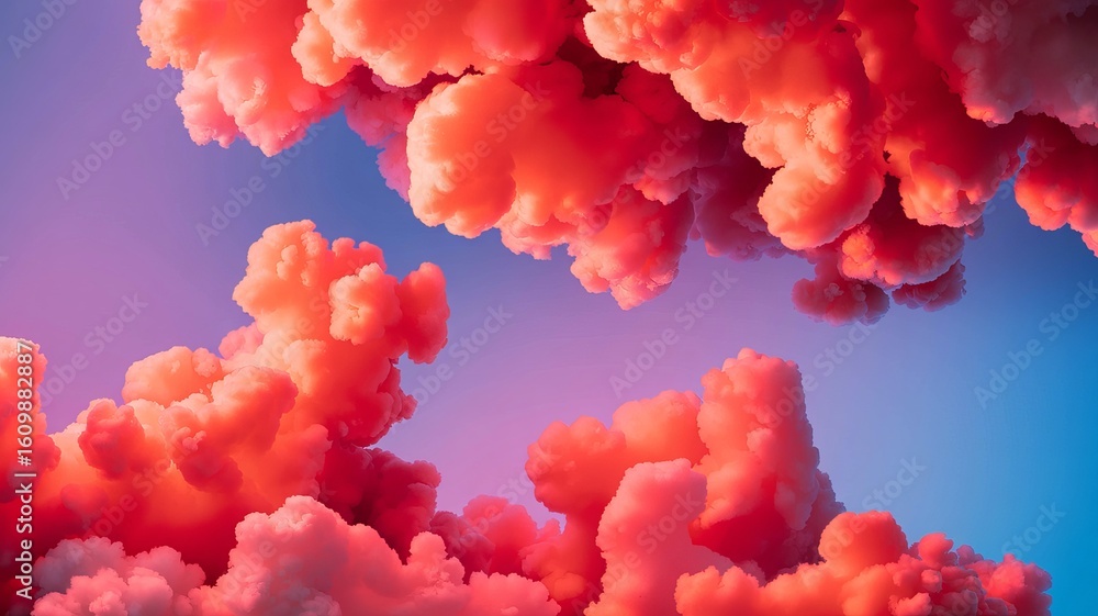 Fototapeta premium Dreamy Red and Orange Clouds in a Vibrant Gradient Sky