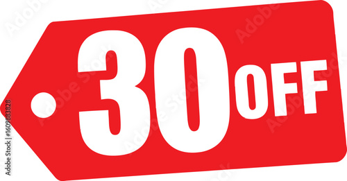 Red 30% Off Sale Tag Graphic