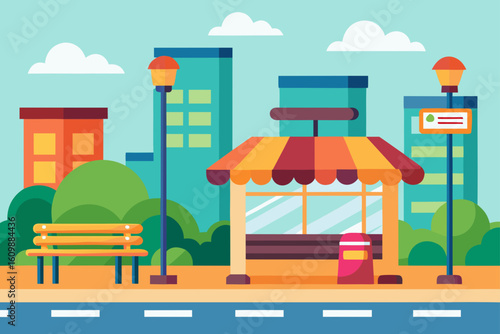 A vibrant cartoon cafe illustration, perfect for a city street or beachside town, with inviting windows and charming architecture