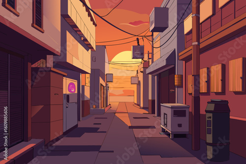 Old European city street with narrow, stone-cobbled roads and ancient buildings