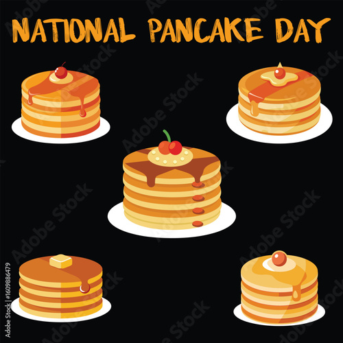 National Pancake Day Festivities Featuring Delicious Pancake Stacks.