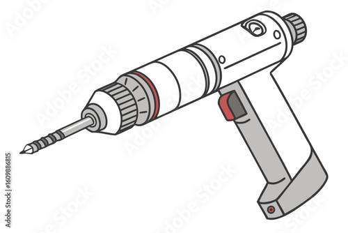 Retro Ray Gun Cartoon Illustration in Green and Gold with Classic Science Fiction Aesthetic and Bold Outlines