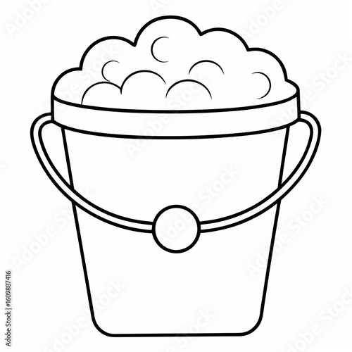 Bucket Filled with Water Coloring Pages – Container, Liquid, Household, Cleaning, Tool, Utility, Printable Coloring Pages

