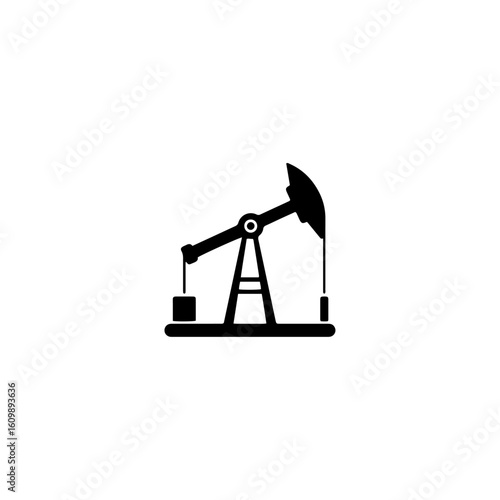 Pump Jack icon flat vector design.
