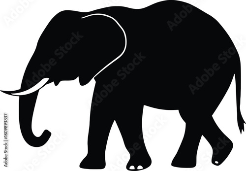 Detailed Elephant Silhouette - Wildlife, Safari & Nature Vector