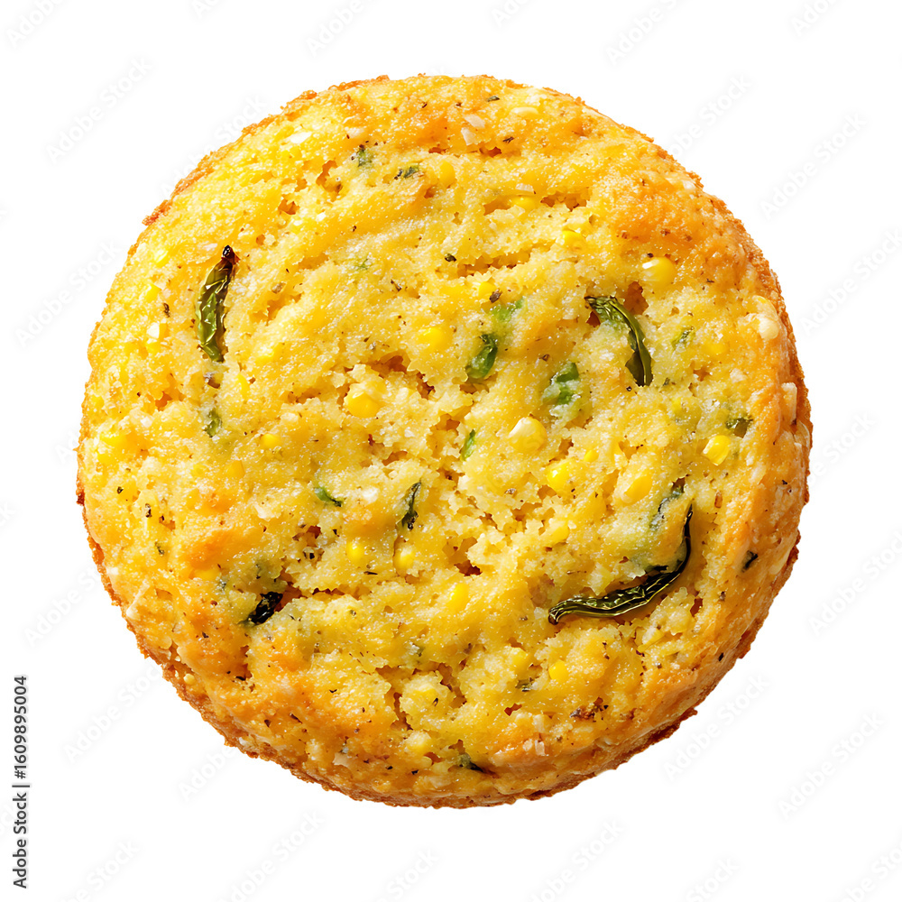Fototapeta premium Golden Corn Muffin with Green Chilies