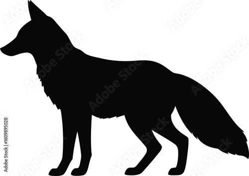Detailed Fox Silhouette - Wild Animal Profile with Fur Texture