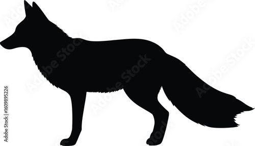 Solid Fox Silhouette - Wild Animal Profile Graphic