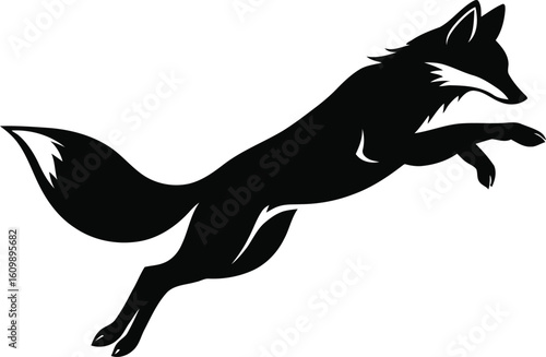 Jumping Fox Silhouette - Dynamic Wildlife Animal Graphic
