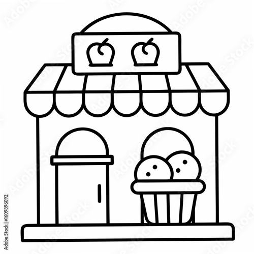 Food Shop Coloring Pages – Market, Grocery, Outline, Line Art, Printable, Fresh

