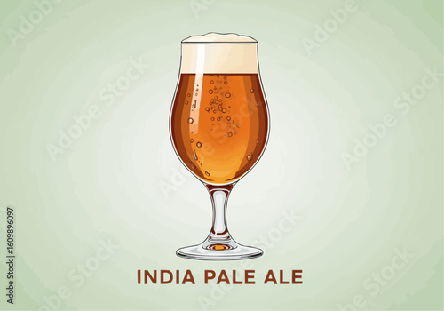 India Pale Ale Beer in Tulip Glass Illustration