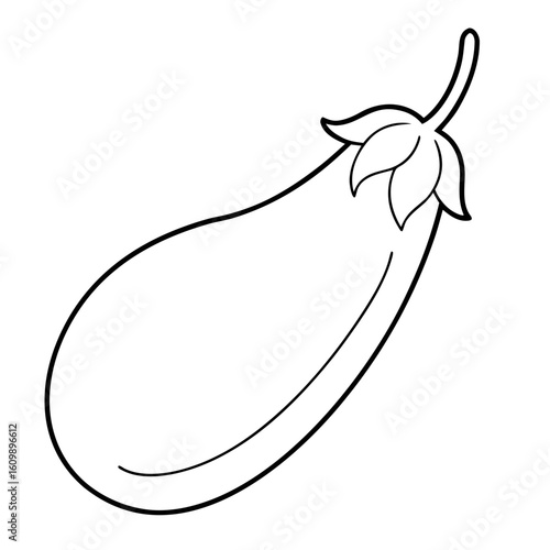 Fresh Eggplant Coloring Pages – Vegetable, Healthy, Nature, Outline, Line Art, Printable

