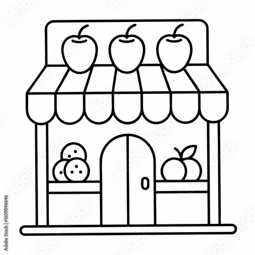 Fruit Shop Coloring Pages – Market, Fresh, Produce, Outline, Line Art, Printable, Healthy

