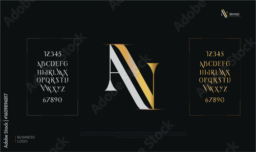 AV logo, elegant alphabet letters font classic lettering logo design for brands