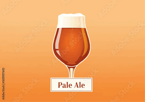 Pale Ale Beer Illustration on Orange Background