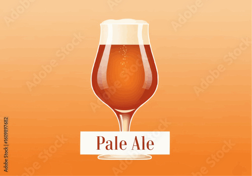 Pale Ale Beer Illustration on Orange Background
