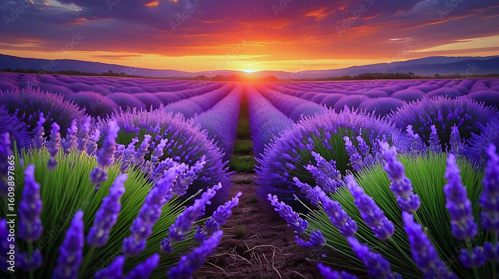 Obraz premium lavender field at sunset