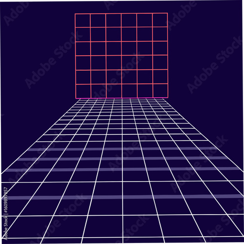 Grid Perspective Floor Coloring Pages – Geometry, Perspective, Outline, Printable, Line Art, Drawing, Design


