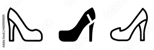 High Heel Icon Set – Fashion, Style, Shoe, Elegant, Woman, Trend, Footwear

