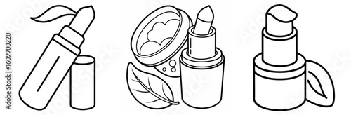 Lip Balm Coloring Pages set – Beauty, Cosmetics, Outline, Kids, Printable, Skincare, Care

