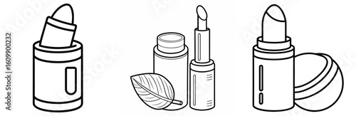 Lip Balm Coloring Pages set – Beauty, Cosmetics, Outline, Kids, Printable, Skincare, Care


