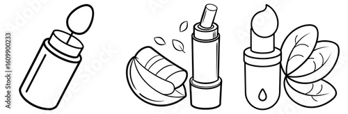 Lip Balm Coloring Pages set – Beauty, Cosmetics, Outline, Kids, Printable, Skincare, Care

