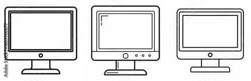 Monitor Coloring Pages set – Technology, Computer, Outline, Kids, Printable, Electronics, Design

