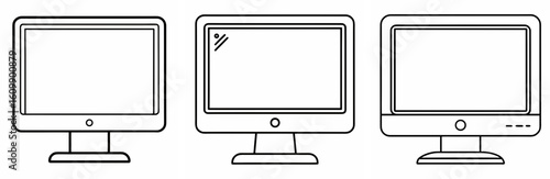 Monitor Coloring Pages set – Technology, Computer, Outline, Kids, Printable, Electronics, Design

