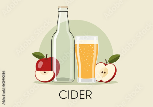 Fresh Apple Cider with Green Apples Illustration
