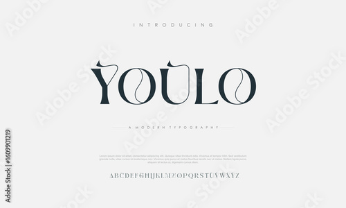 Youlo Minimal font creative modern alphabet. Typography with regular and number. minimalist style fonts set.
