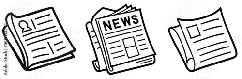 Newspaper Coloring Pages set – News, Media, Outline, Kids, Printable, Education, Informative

