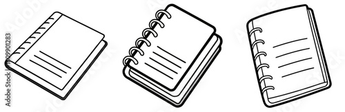 Notebook Coloring Pages set  – Stationery, Writing, Outline, Kids, Printable, Creative, Design


