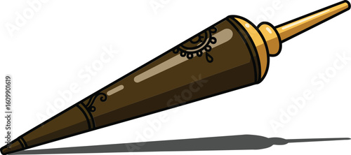 Traditional wooden spinning top toy with detailed patterns vintage style vector illustration