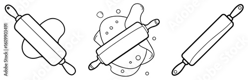 Rolling Pin Coloring Pages – Baking, Kitchen, Dough, Outline, Kids, Printable, Fun

