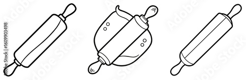 Rolling Pin Coloring Pages – Baking, Kitchen, Dough, Outline, Kids, Printable, Fun

