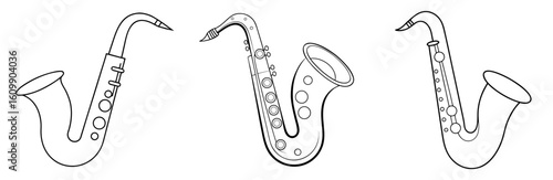 Saxophone Musical Instrument Coloring Pages – Printable, Outline, Music, Kids, Fun, Easy

