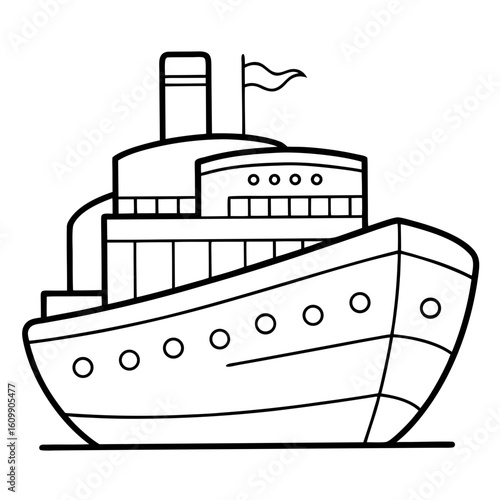 Steamship Vintage Boat Coloring Pages – Printable, Outline, Nautical, Kids, Fun, Easy

