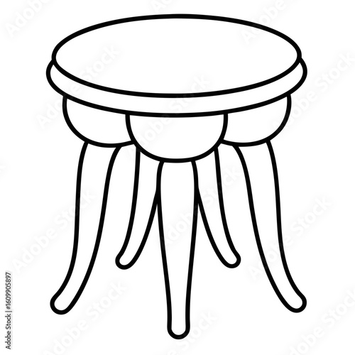 Tabouret Stool Furniture Coloring Pages – Printable, Outline, Minimal, Home, Easy, Kids, Design

