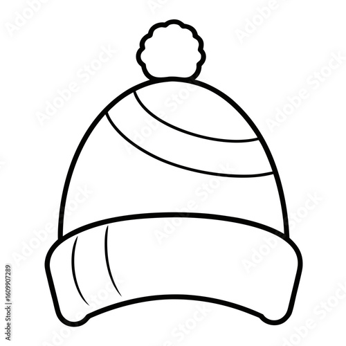Warm Hat Coloring Pages – Cozy, Winter, Fashion, Outline, Line Art, Printable, Comfortable

