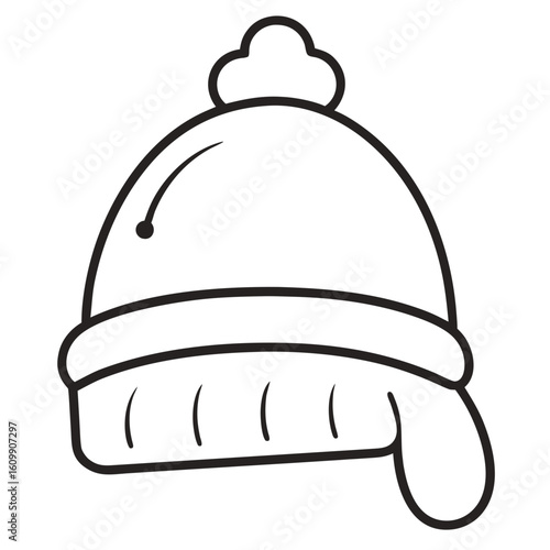 Warm Hat Coloring Pages – Cozy, Winter, Fashion, Outline, Line Art, Printable, Comfortable

