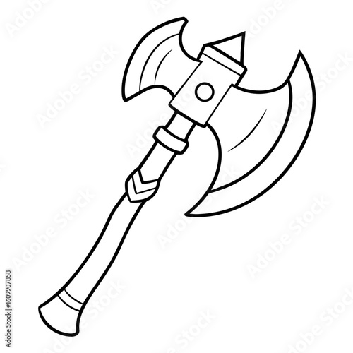 Wooden Ax Coloring Pages – Tool, Outline, Rustic, Lumberjack, Line Art, Printable, DIY