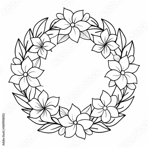Wreath of Paradise Flowers Coloring Pages, Floral, Outline, Botanical, Nature, Tropical, Line Art, Printable