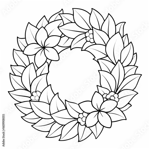 Wreath of Paradise Flowers Coloring Pages, Floral, Outline, Botanical, Nature, Tropical, Line Art, Printable
