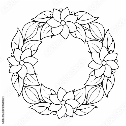 Wreath of Paradise Flowers Coloring Pages, Floral, Outline, Botanical, Nature, Tropical, Line Art, Printable
