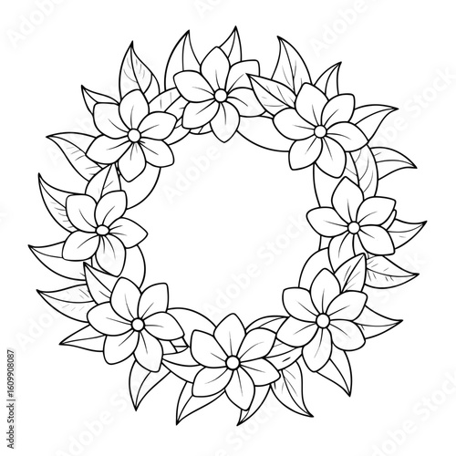 Wreath of Paradise Flowers Coloring Pages, Floral, Outline, Botanical, Nature, Tropical, Line Art, Printable