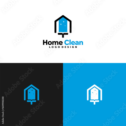 Modern House Cleaning Logo with Sprayer Handle
