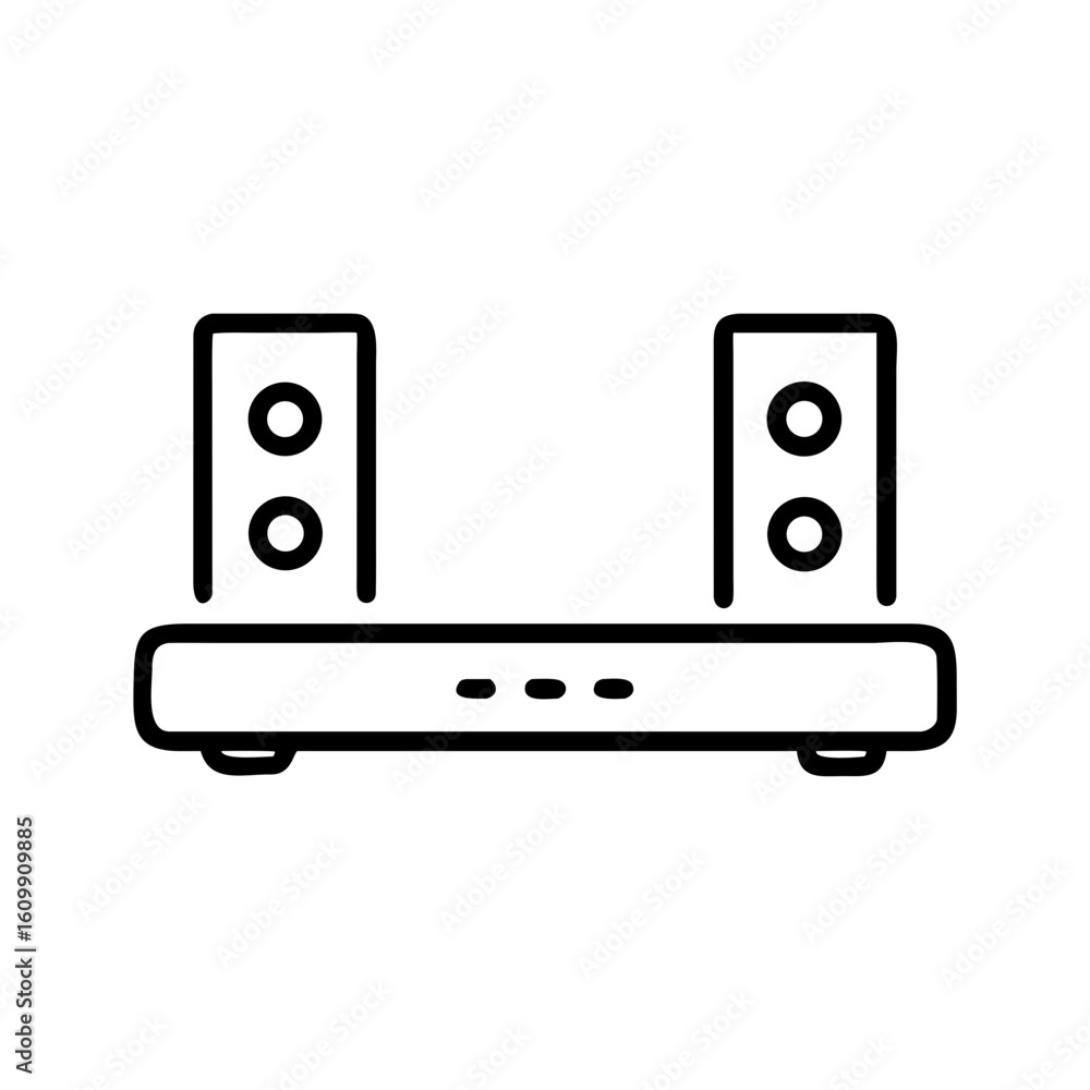 Obraz premium Soundbar and subwoofer icon with sleek design for home audio systems