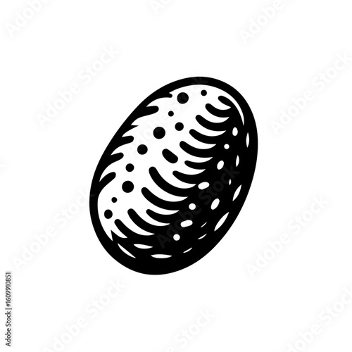 Stylized Black and White Potato Icon.
